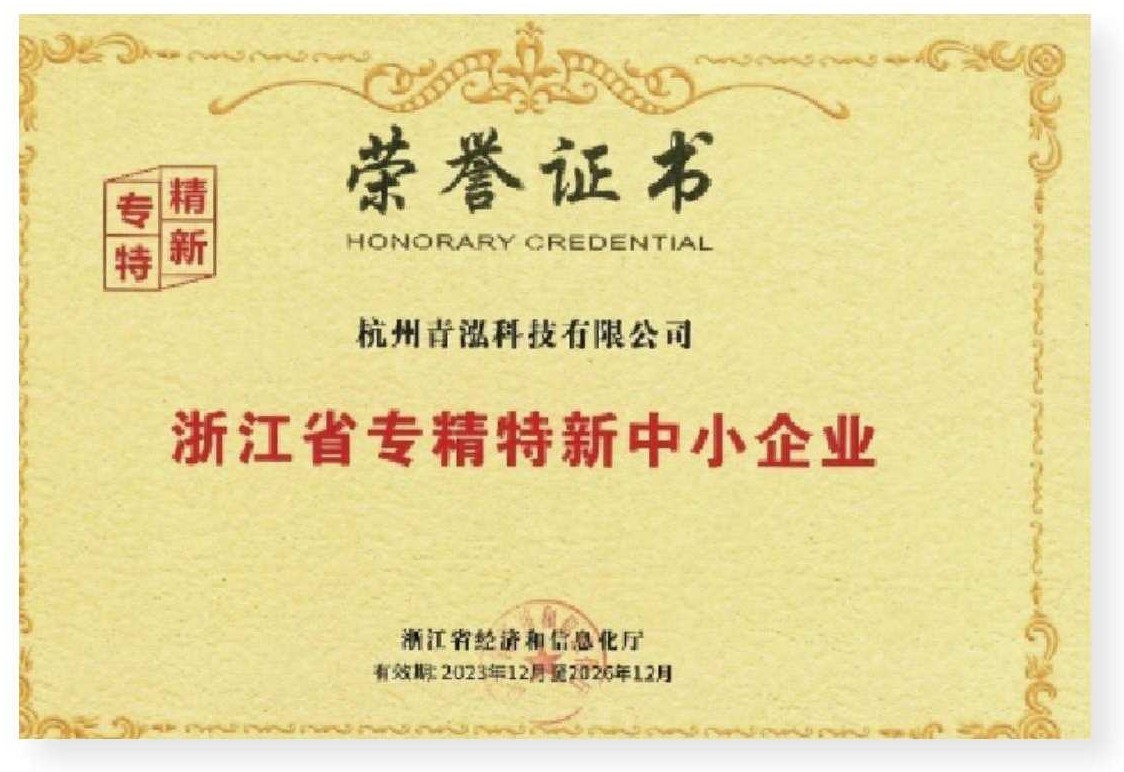 浙江省专精特新中小企业 证书